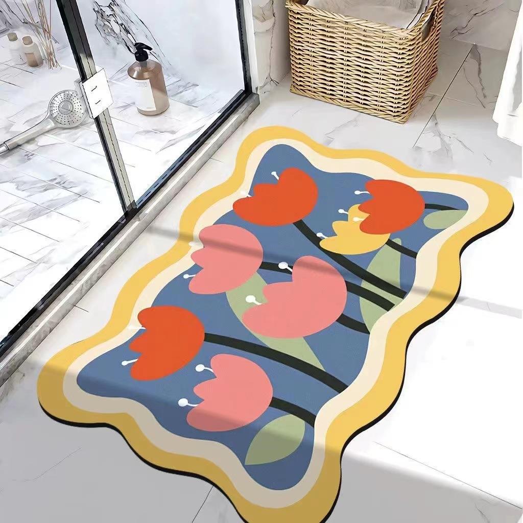 Flower Anti-Slip Water Absorbent Floor Mat