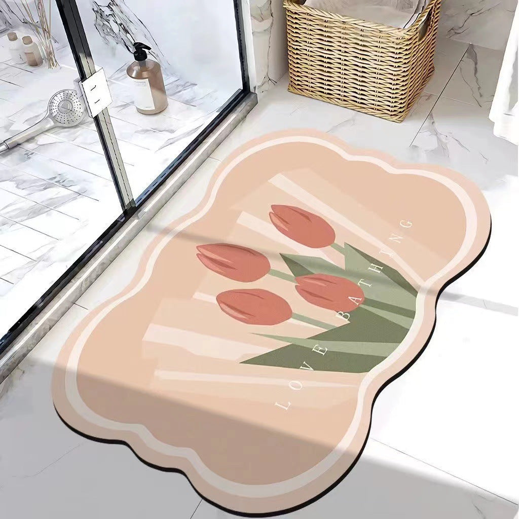 Flower Anti-Slip Water Absorbent Floor Mat